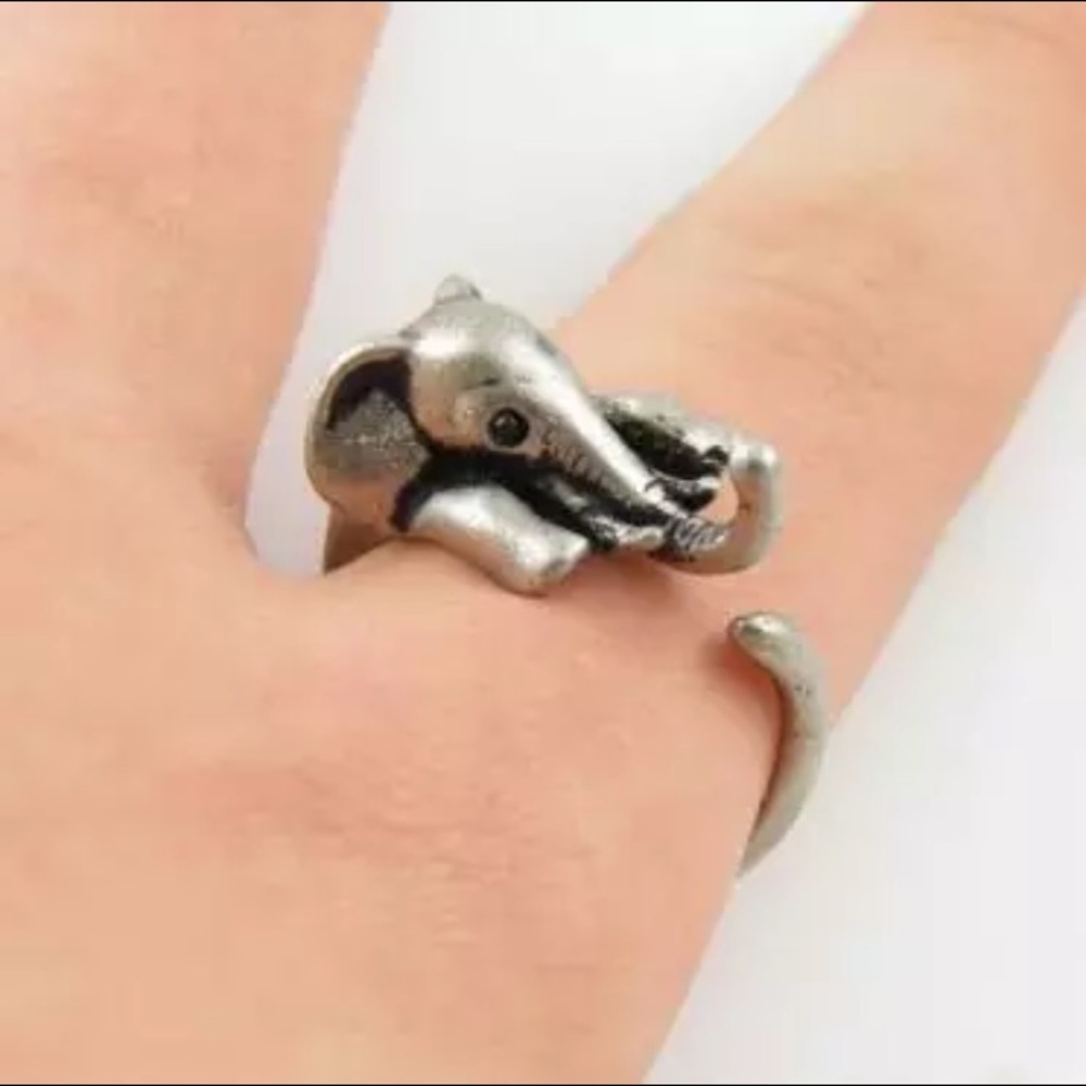 “Irrelephant” Unique Minimalist Elephant Wrap Ring - Picture 2 of 8